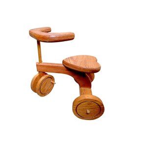 Handcrafted Wooden Doll Tricycle With Heart-Shaped Seat Vintage Decor